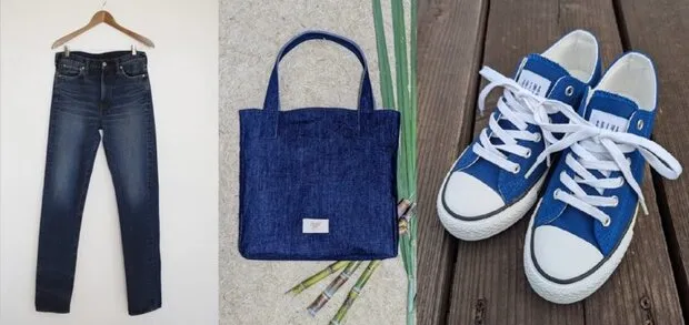 キュアラボがアップサイクルした生地を使った製品（「SHIMA DENIM WORKS」のホームページから）