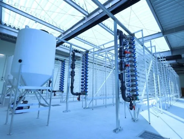 Symbiobeと出光興産が山口県山陽小野田市の西部石油敷地内に建設したベンチプラント内の培養装置