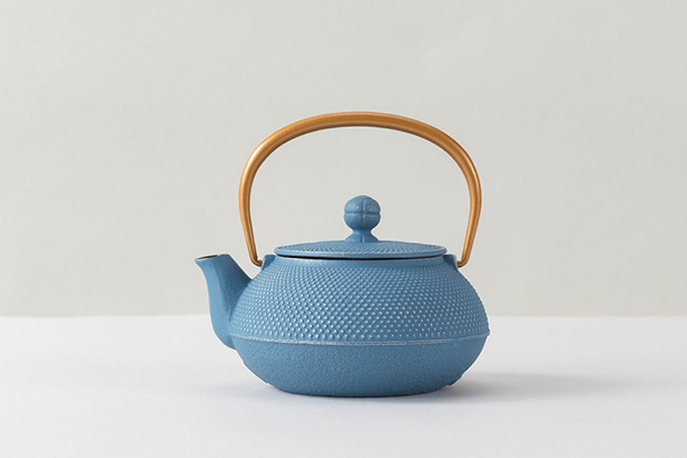 急須5型アラレ(銀/空色)　ツル金