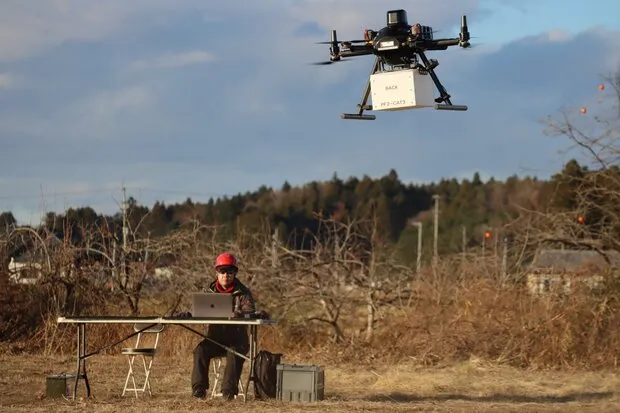 南相馬市で実施されたドローンのレベル4実証実験。本州で初めてエリア単位でのレベル4飛行が行われた