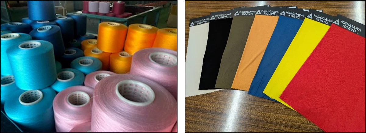 染められた糸や生地 工程の自動化により高い品質、高い生産性を実現