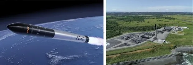 開発中のロケット「ZERO」と北海道大樹町で整備が進む北海道スペースポートの新発射場 LC1のイメージ（インターステラテクノロジズ提供。クリックで拡大）